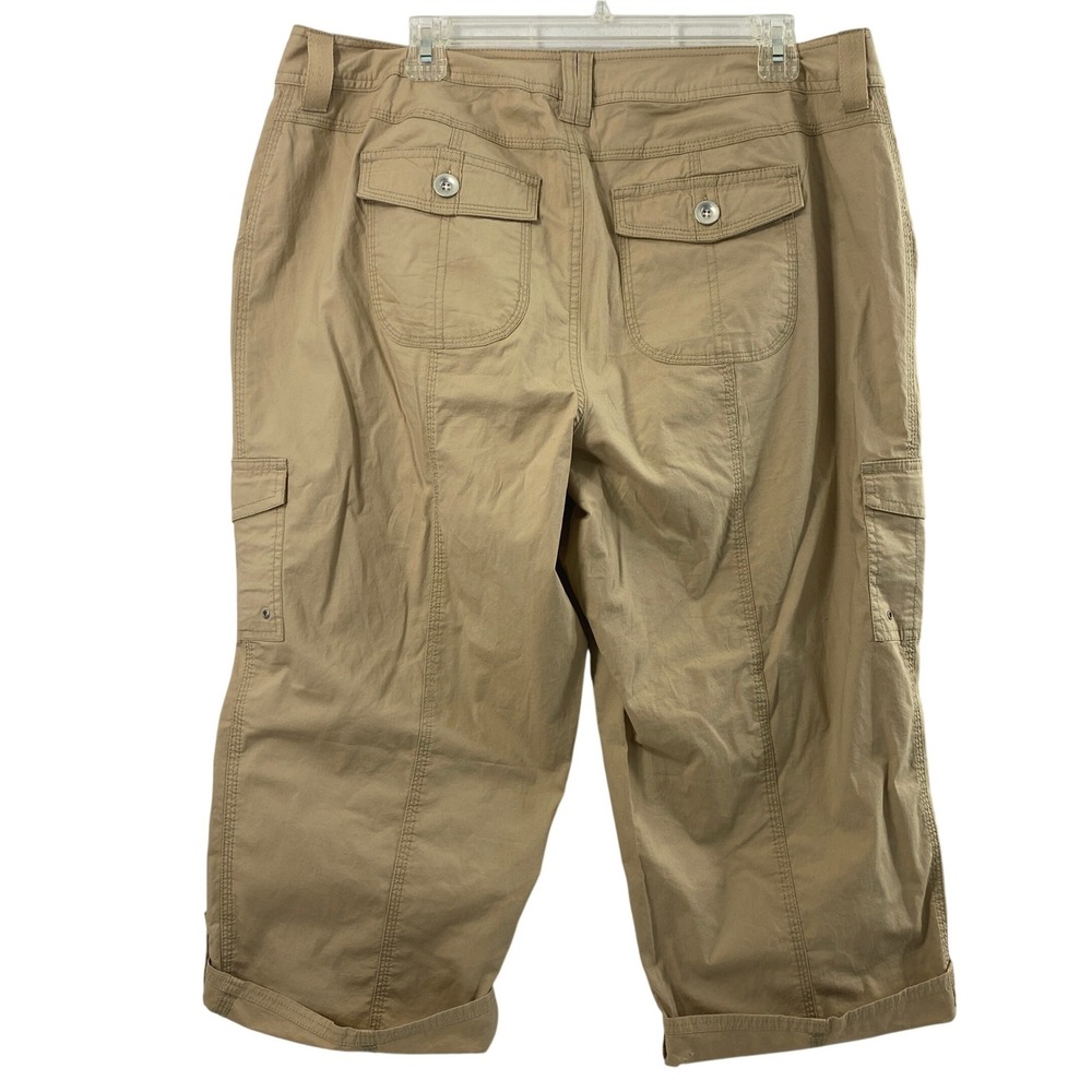 Cato Cargo Capri Pants Womens Plus Size 16W Tan Khaki Utility Crop Mid Rise Gorp - Picture 2 of 13